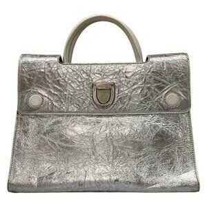 Auth DIOR/ChristianDior Dior Ever M7001PNSS Silver White Leather - Handbag